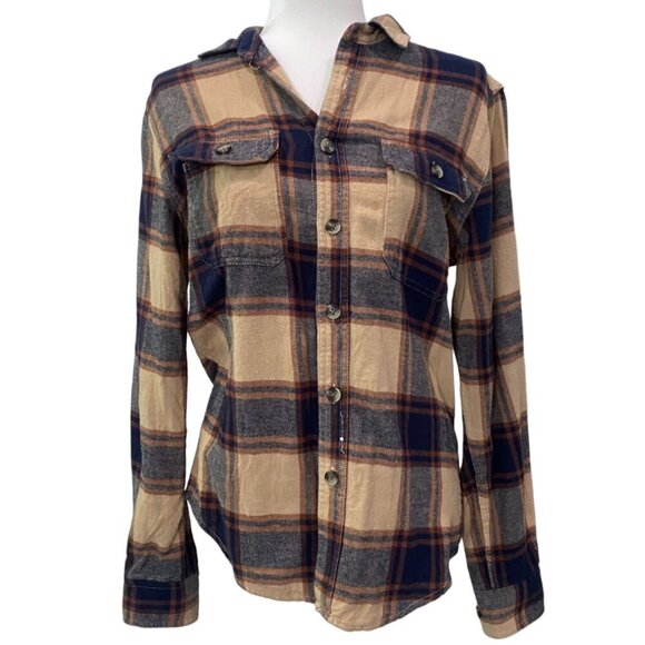 Cozy Plaid Flannel Button-Up Shirt - Oversized "Boyfriend" Fit Small - Picture 1 of 5